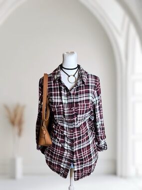 Derek Heart Plus Size 1X Plaid Button Down Flannel Shirt 100% Cotton